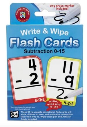 Write and Wipe Flashcards Subtraction With Marker