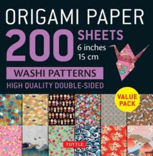 Origami Paper 200 sheets Washi Patterns 6" (15 cm): Tuttle Origami Paper: High-Quality Double Sided Origami Sheets Printed with 12 Different Designs (